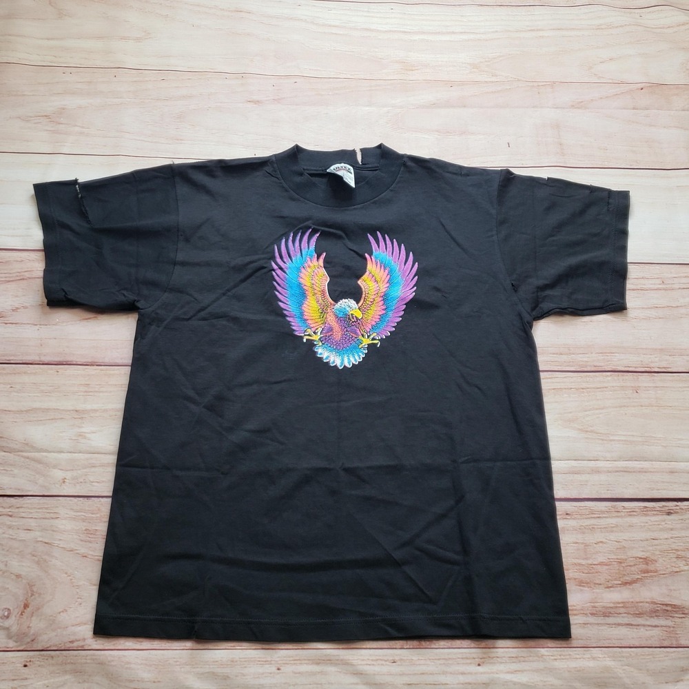 Tultex Shirt Mens XL Black Eagle Graphic Preshrunk Cotton Tee Short Sleeve